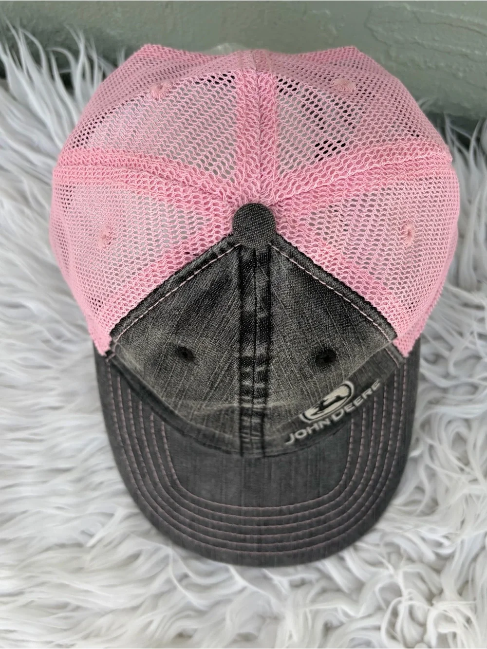 John Deere Pink & Black Women's Mesh Trucker Hat